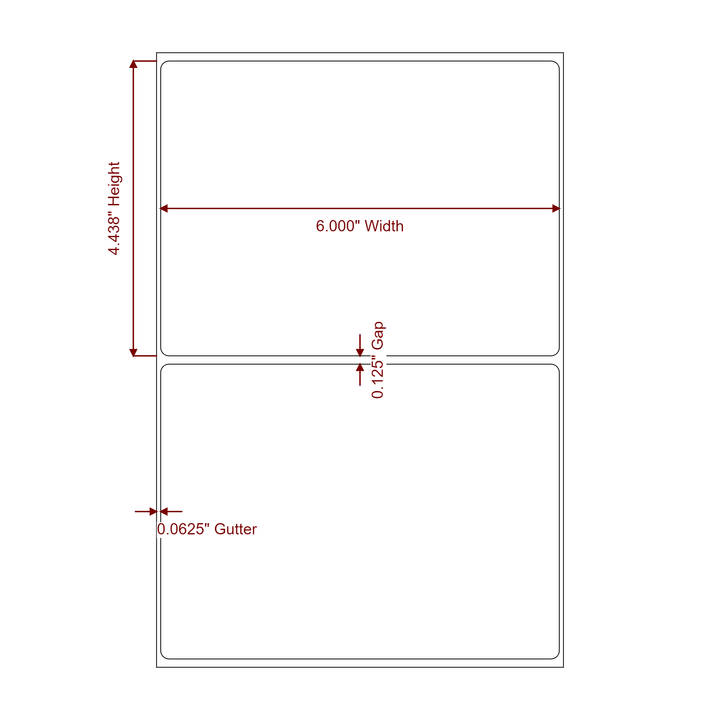 6" x 4.4375" Rectangle Roll for Epson ColorWorks, VIPColor & Primera Printers; 6" x 4.4375" Rectangle Label Diagram
