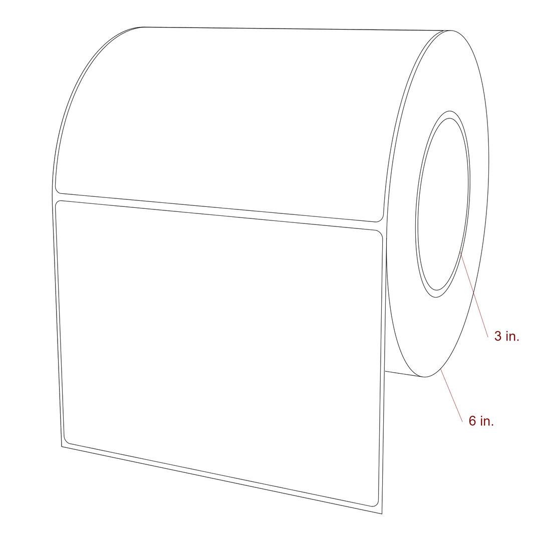 6" x 4.4375" Rectangle Roll for Epson ColorWorks, VIPColor & Primera Printers; 6" x 4.4375" Rectangle Label Diagram