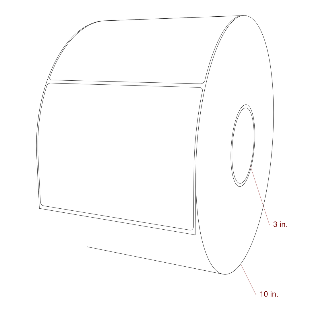 6 Inch x 4.5 Inch Rectangle Inkjet Label Roll - 3 Inch Core - 10 Inch Roll OD - 3D Perspective