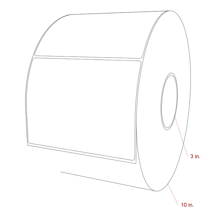 6 Inch x 4.5 Inch Rectangle Inkjet Label Roll - 3 Inch Core - 10 Inch Roll OD - 3D Perspective