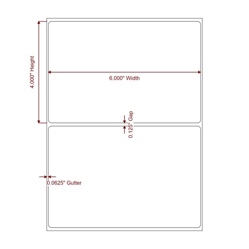 6" x 4" Inkjet Label Rolls | Fits Epson ColorWorks, VIPColor & Primera - Label Diagram