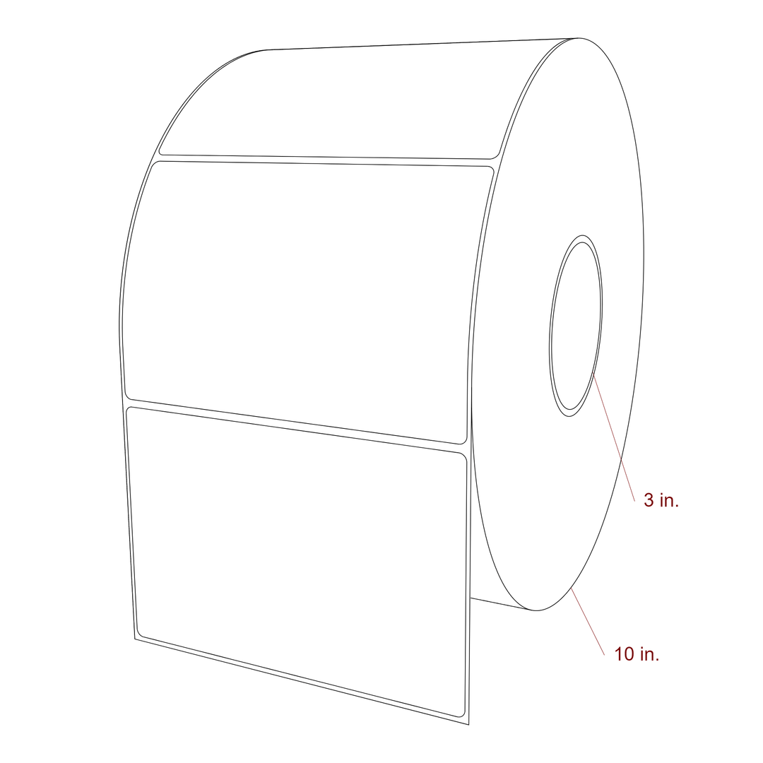 6 Inch x 4 Inch Rectangle Inkjet Label Roll - 3 Inch Core - 10 Inch Roll OD - 3D Perspective