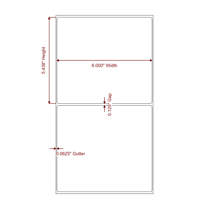 6" x 5.4375" Rectangle Roll for Epson ColorWorks, VIPColor & Primera Printers; 6" x 5.4375" Rectangle Label Diagram