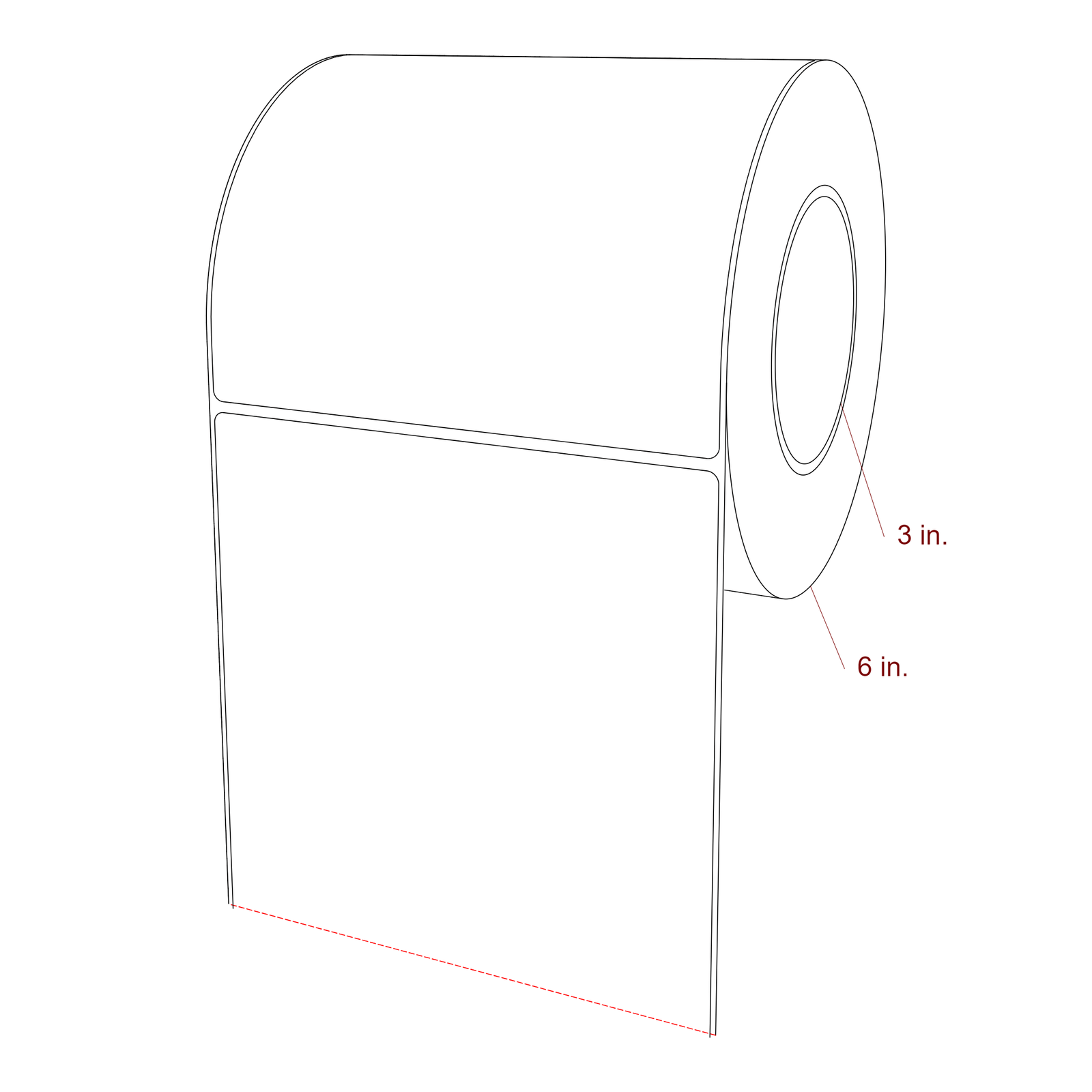 6" x 5.4375" Rectangle Roll for Epson ColorWorks, VIPColor & Primera Printers; 6" x 5.4375" Rectangle Label Diagram