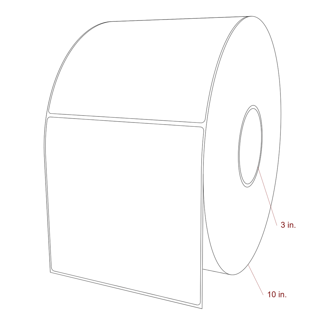 6 Inch x 5.75 Inch Rectangle Inkjet Label Roll - 3 Inch Core - 10 Inch Roll OD - 3D Perspective