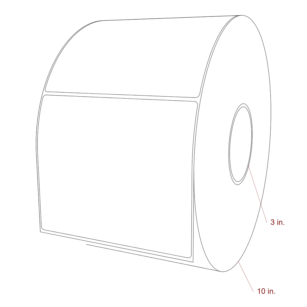 6 Inch x 5 Inch Rectangle Inkjet Label Roll - 3 Inch Core - 10 Inch Roll OD - 3D Perspective