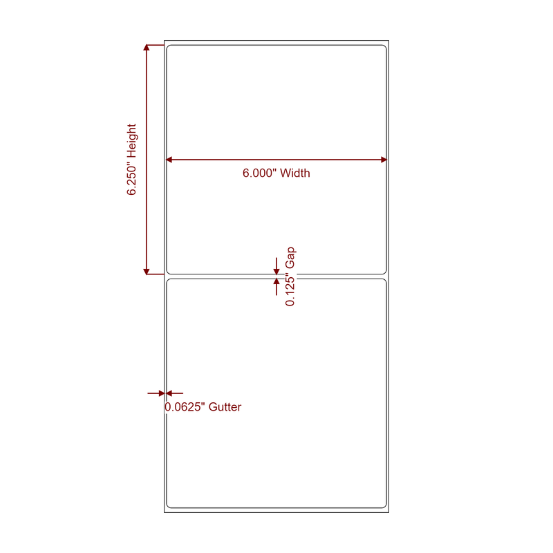 6" x 6.25" Inkjet Label Rolls | Fits Epson ColorWorks, VIPColor & Primera - Label Diagram