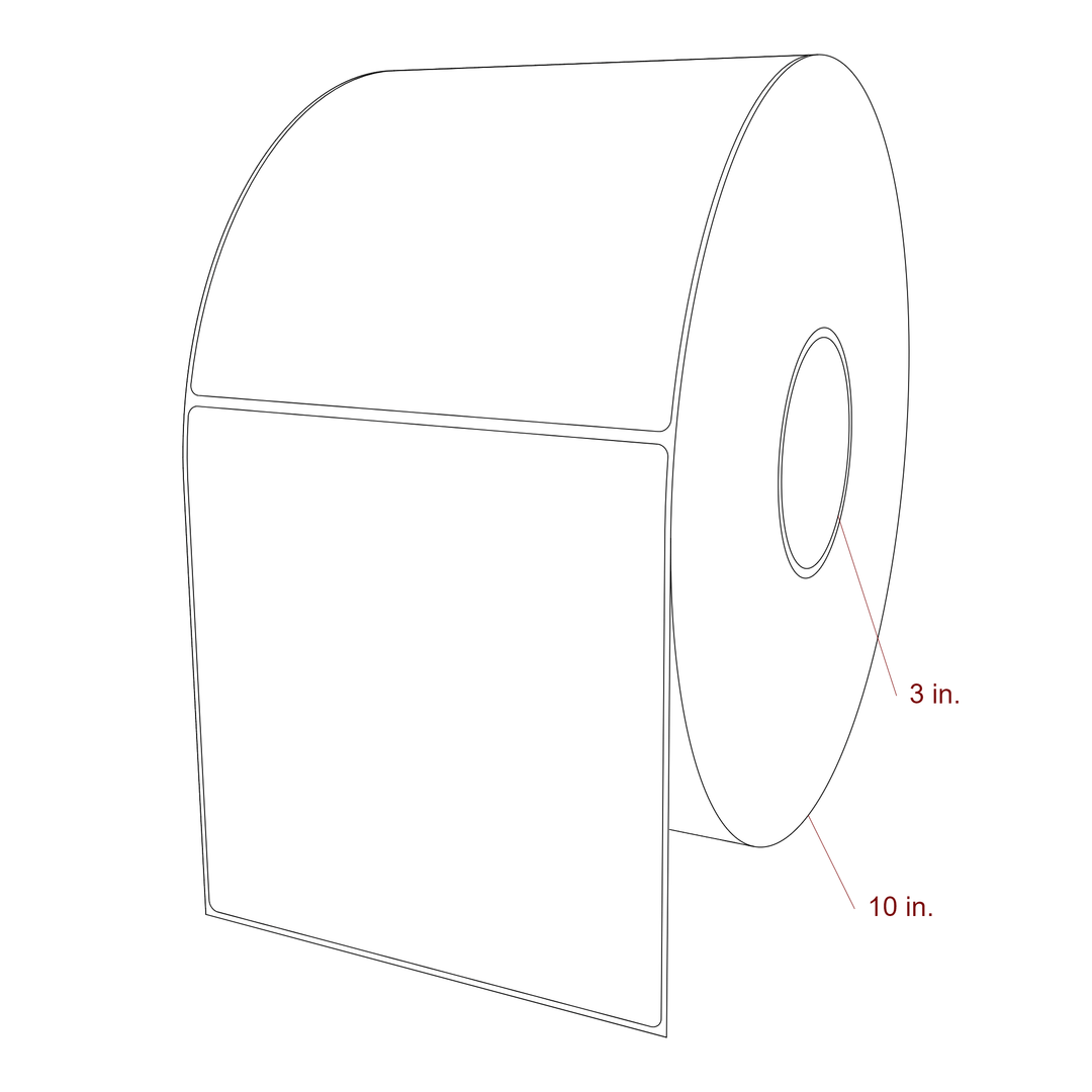 6 Inch x 6.25 Inch Rectangle Inkjet Label Roll - 3 Inch Core - 10 Inch Roll OD - 3D Perspective