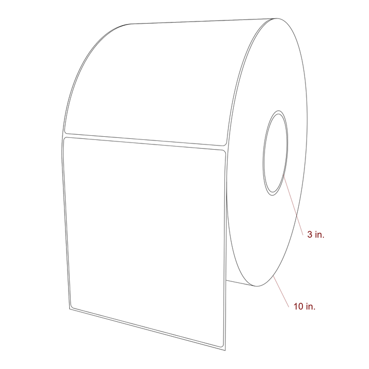6 Inch x 6.25 Inch Rectangle Inkjet Label Roll - 3 Inch Core - 10 Inch Roll OD - 3D Perspective