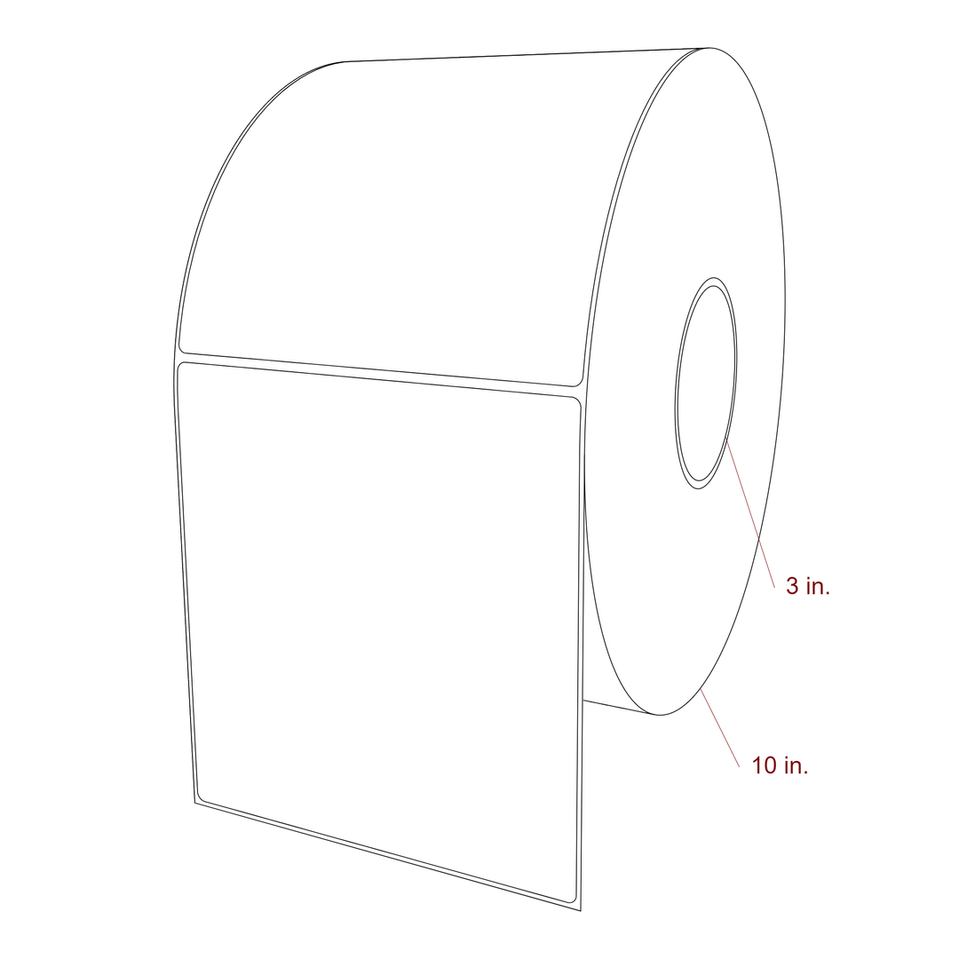 6 Inch x 6.5 Inch Rectangle Inkjet Label Roll - 3 Inch Core - 10 Inch Roll OD - 3D Perspective