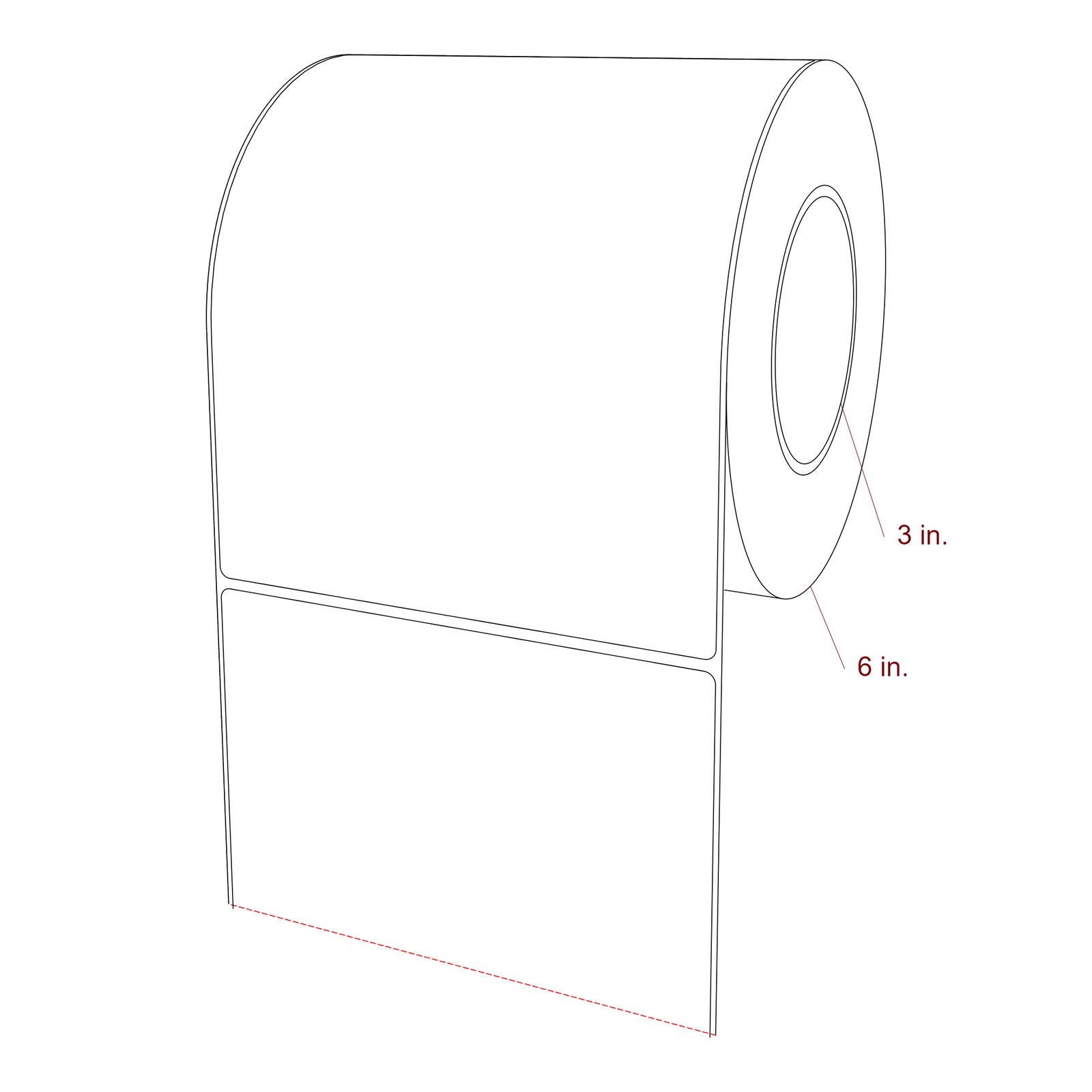 6" x 7.5" Rectangle Roll for Epson ColorWorks, VIPColor & Primera Printers; 6" x 7.5" Rectangle Label Diagram