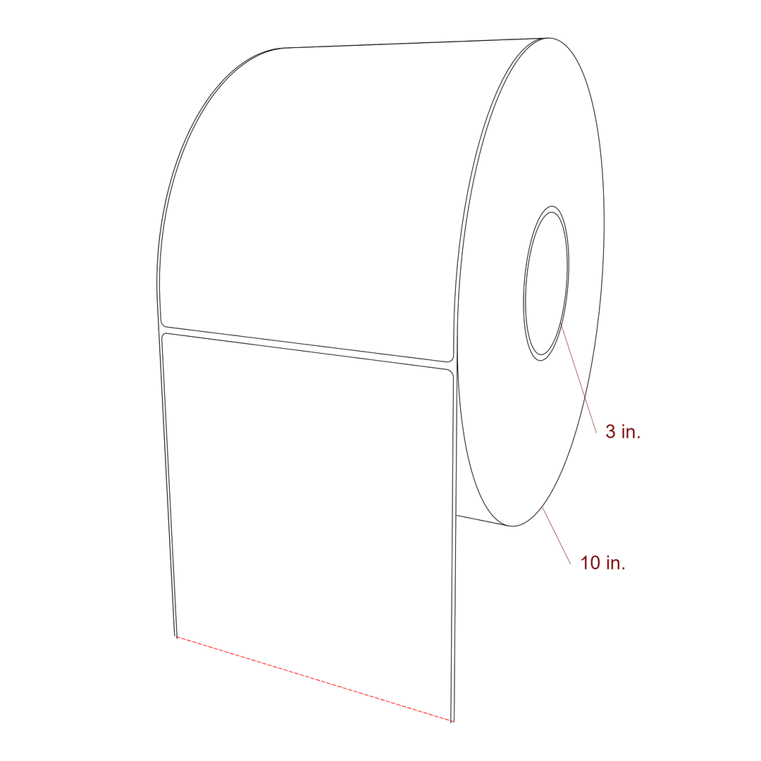 6 Inch x 7.75 Inch Rectangle Inkjet Label Roll - 3 Inch Core - 10 Inch Roll OD - 3D Perspective