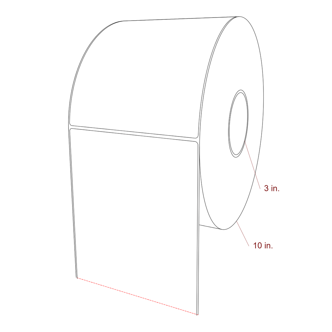 6 Inch x 7 Inch Rectangle Inkjet Label Roll - 3 Inch Core - 10 Inch Roll OD - 3D Perspective