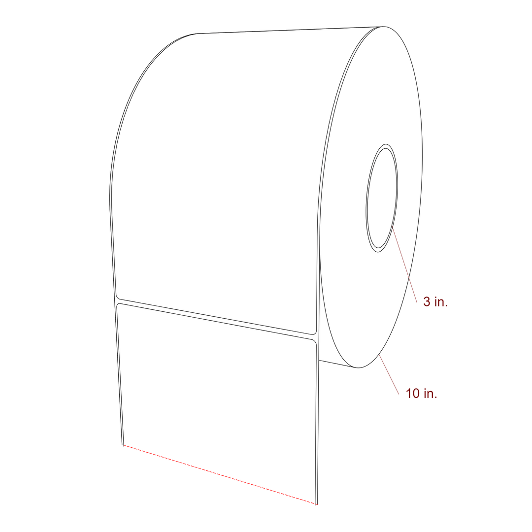6 Inch x 9.75 Inch Rectangle Inkjet Label Roll - 3 Inch Core - 10 Inch Roll OD - 3D Perspective