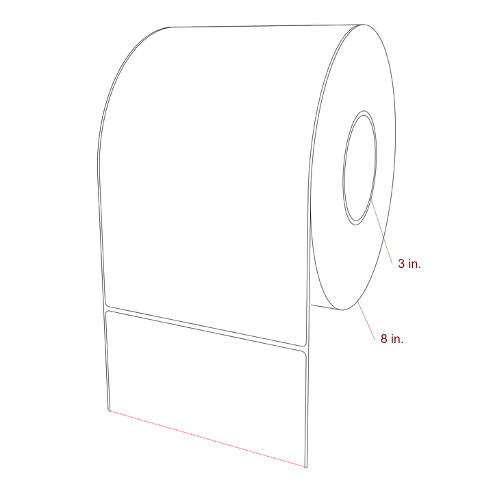 6 Inch x 9.75 Inch Rectangle Inkjet Label Roll - 3 Inch Core - 8 Inch Roll OD - 3D Perspective
