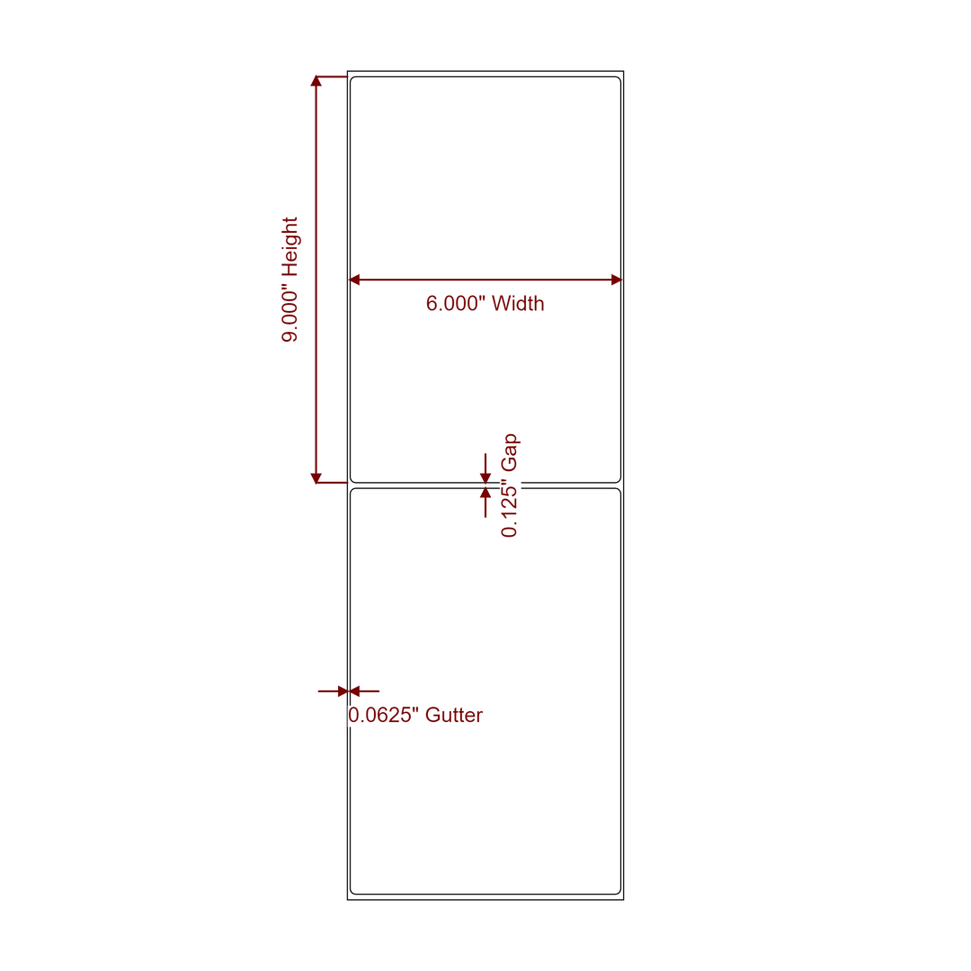6" x 9" Rectangle Roll for Epson ColorWorks, VIPColor & Primera Printers; 6" x 9" Rectangle Label Diagram
