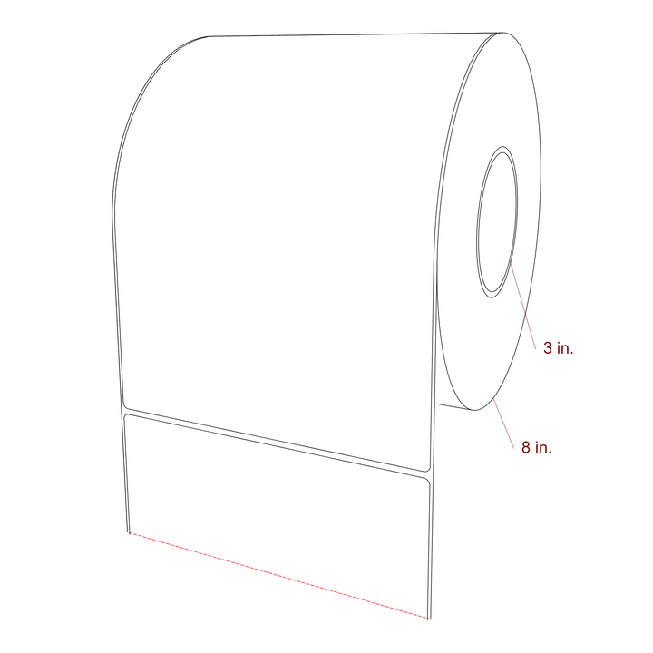 7 Inch x 10 Inch Rectangle Inkjet Label Roll - 3 Inch Core - 8 Inch Roll OD - 3D Perspective