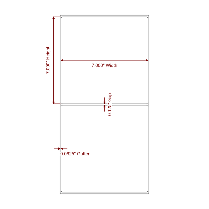 7 Inch x 7 Inch Rectangle Inkjet Label Roll - 2D Drawing
