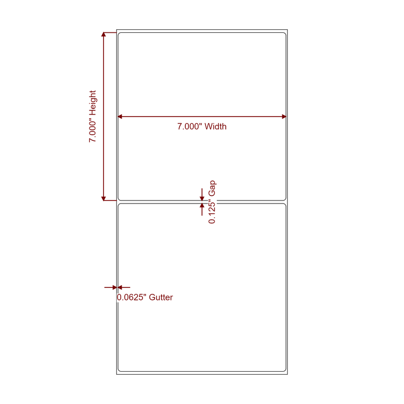 7" x 7" Inkjet Label Rolls | Fits VIPColor VP500/VP550, VIPColor VP610/VP660 & VIPColor VP700/VP750 - Label Diagram