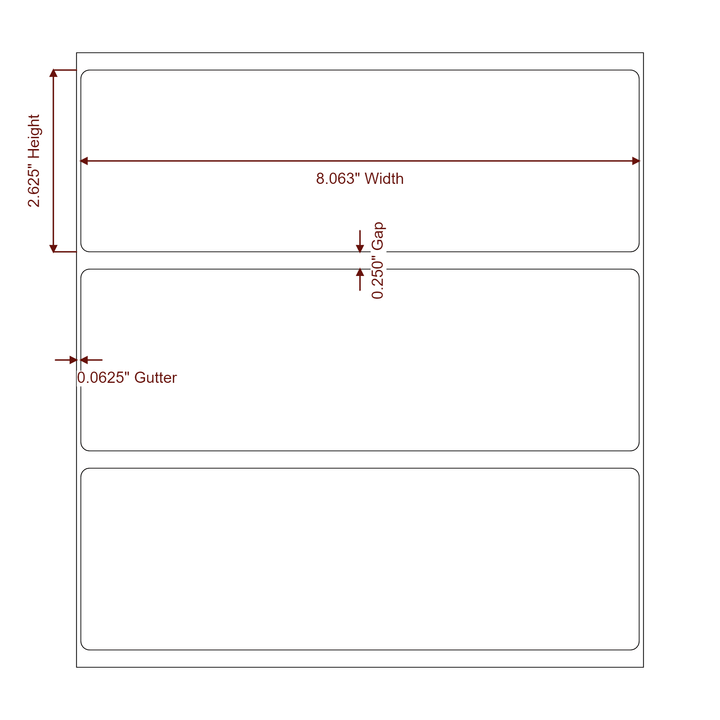 8.0625" x 2.625" Rectangle Roll for Epson ColorWorks, VIPColor & Primera Printers; 8.0625" x 2.625" Rectangle Label Diagram