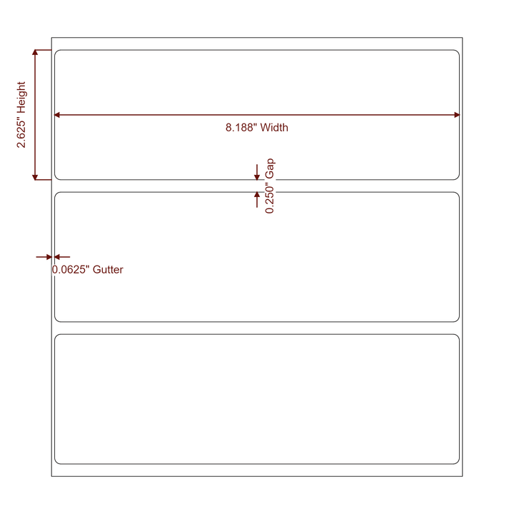 8.1875" x 2.625" Rectangle Roll for Epson ColorWorks, VIPColor & Primera Printers; 8.1875" x 2.625" Rectangle Label Diagram
