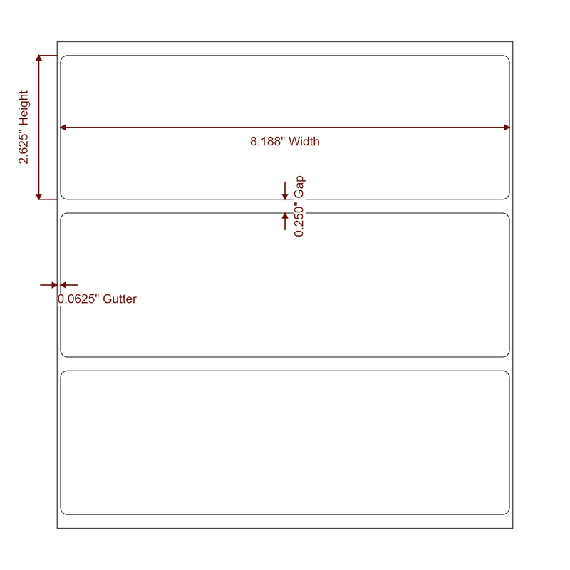 8.1875" x 2.625" Inkjet Label Rolls | Fits Epson ColorWorks, VIPColor & Primera - Label Diagram