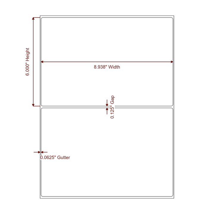 8.9375" x 6" Rectangle Roll for Inkjet Printers; 8.9375" x 6" Rectangle Label Diagram