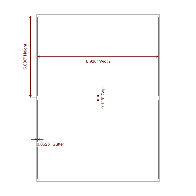 8.9375" x 6" Inkjet Label Rolls - Label Diagram