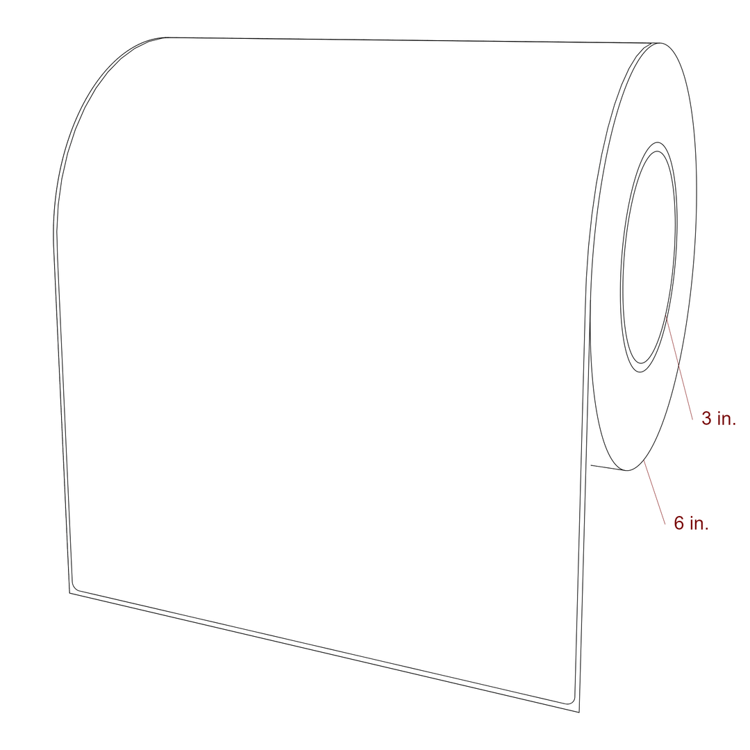 8 Inch x 10 Inch Rectangle Inkjet Label Roll - 3 Inch Core - 6 Inch Roll OD - 3D Perspective