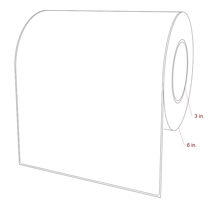 8 Inch x 10 Inch Rectangle Inkjet Label Roll - 3 Inch Core - 6 Inch Roll OD - 3D Perspective