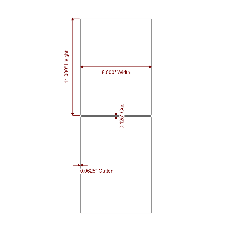 8" x 11" Inkjet Label Rolls | Fits VIPColor VP500/VP550, VIPColor VP610/VP660 & VIPColor VP700/VP750 - Label Diagram