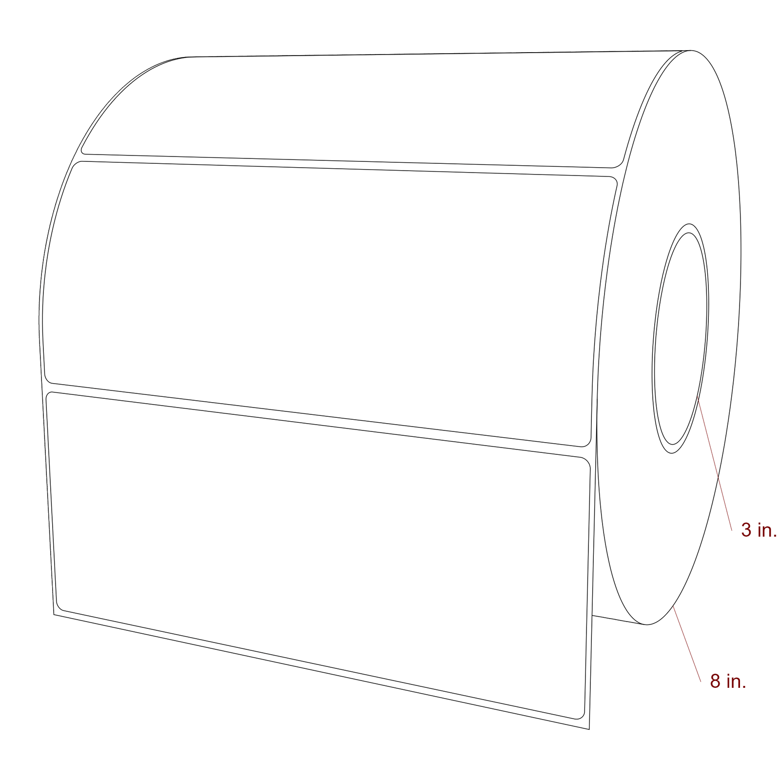 8" x 3.25" Rectangle Roll for VIPColor Printers; 8" x 3.25" Rectangle Label Diagram