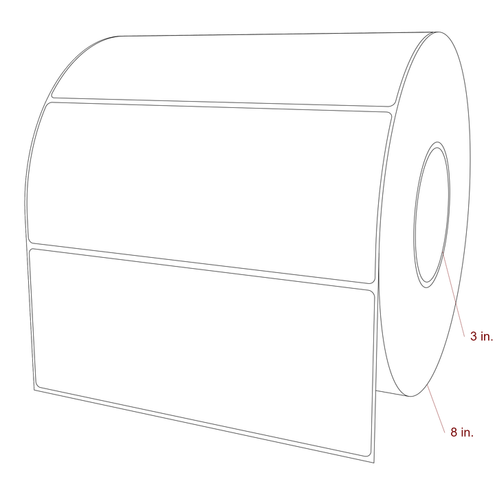 8" x 3.25" Rectangle Roll for VIPColor Printers; 8" x 3.25" Rectangle Label Diagram