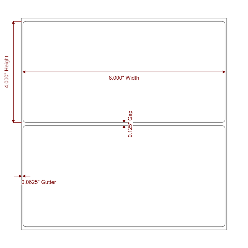 8" x 4" Inkjet Label Rolls | Fits Epson ColorWorks, VIPColor & Primera - Label Diagram