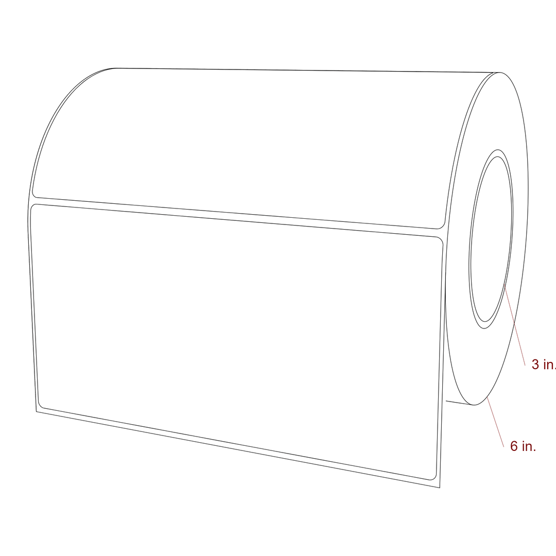 8 Inch x 4 Inch Rectangle Inkjet Label Roll - 3 Inch Core - 6 Inch Roll OD - 3D Perspective