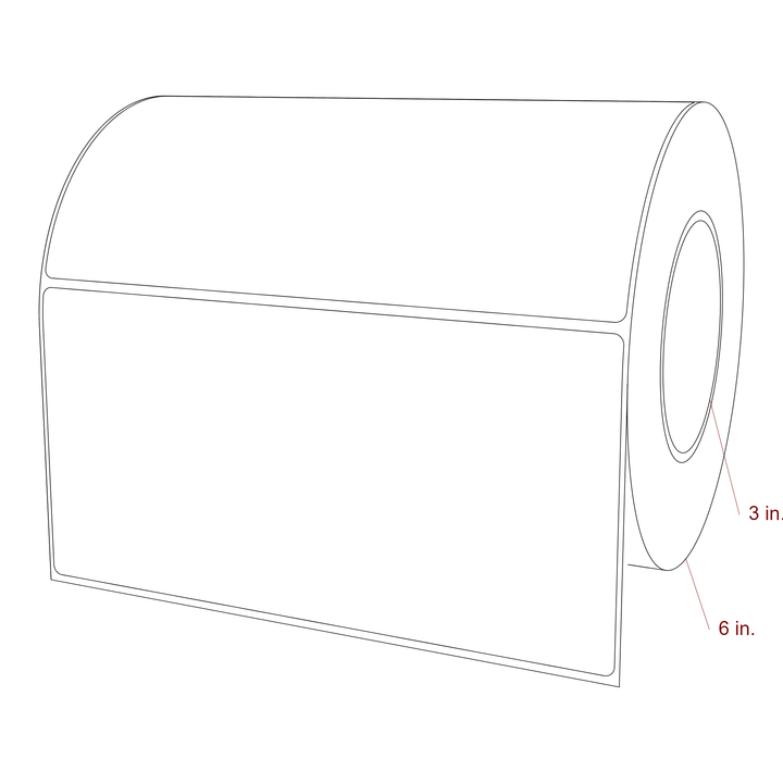 8 Inch x 4 Inch Rectangle Inkjet Label Roll - 3 Inch Core - 6 Inch Roll OD - 3D Perspective