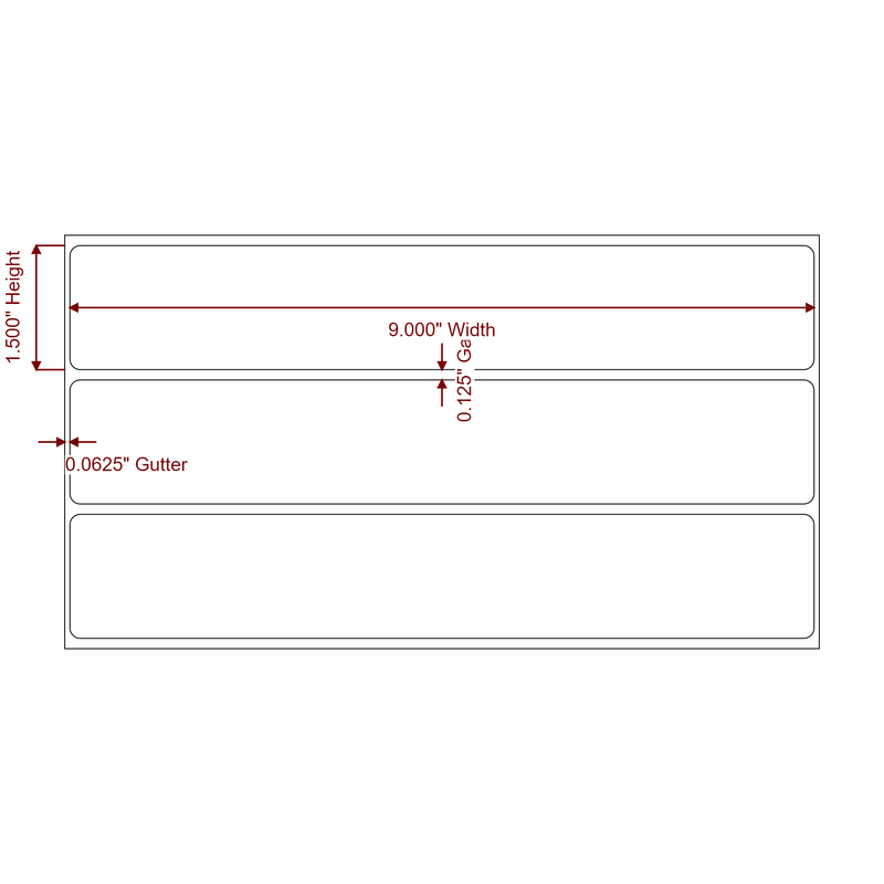 9" x 1.5" Inkjet Label Rolls - Label Diagram