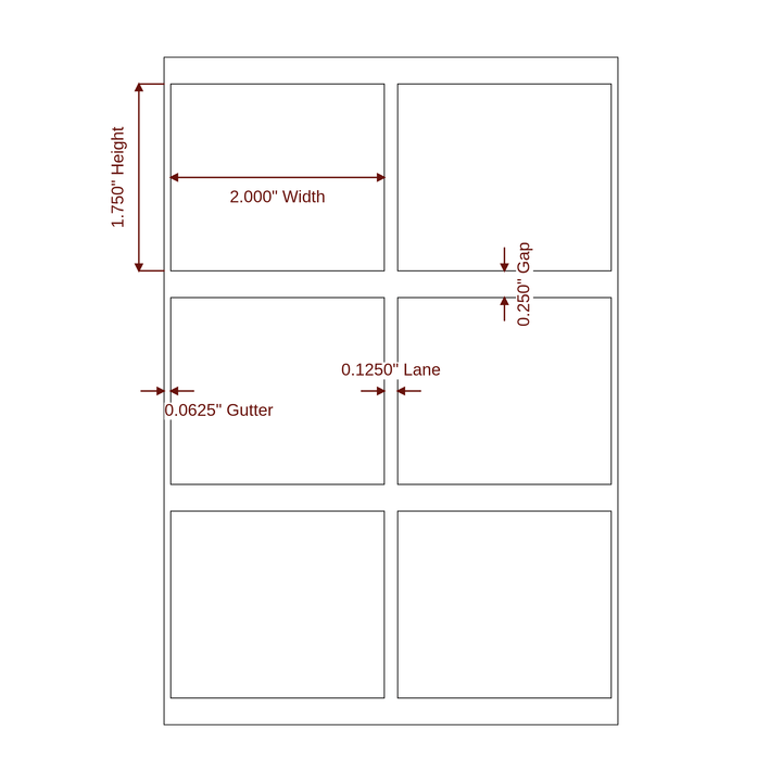 2" x 1.75" Special Shape Roll for Epson ColorWorks, VIPColor & Primera Printers; 2" x 1.75" Special Shape Label Diagram