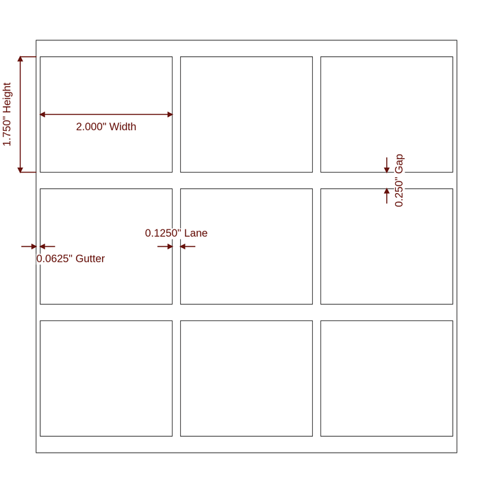 2" x 1.75" Special Shape Roll for Epson ColorWorks, VIPColor & Primera Printers; 2" x 1.75" Special Shape Label Diagram