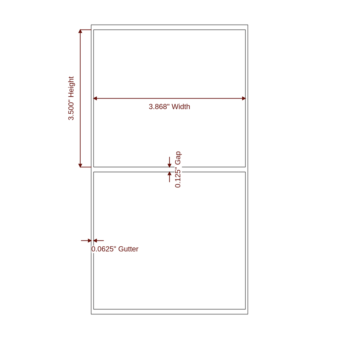 3.868" x 3.5" Special Shape Roll for Epson ColorWorks & VIPColor Printers; 3.868" x 3.5" Special Shape Label Diagram