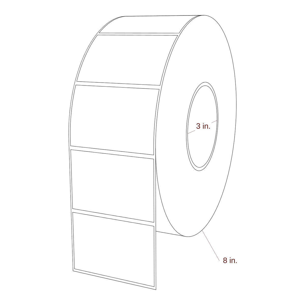 3" x 2" Special Shape Roll for Epson ColorWorks & VIPColor Printers; 3" x 2" Special Shape Label Diagram