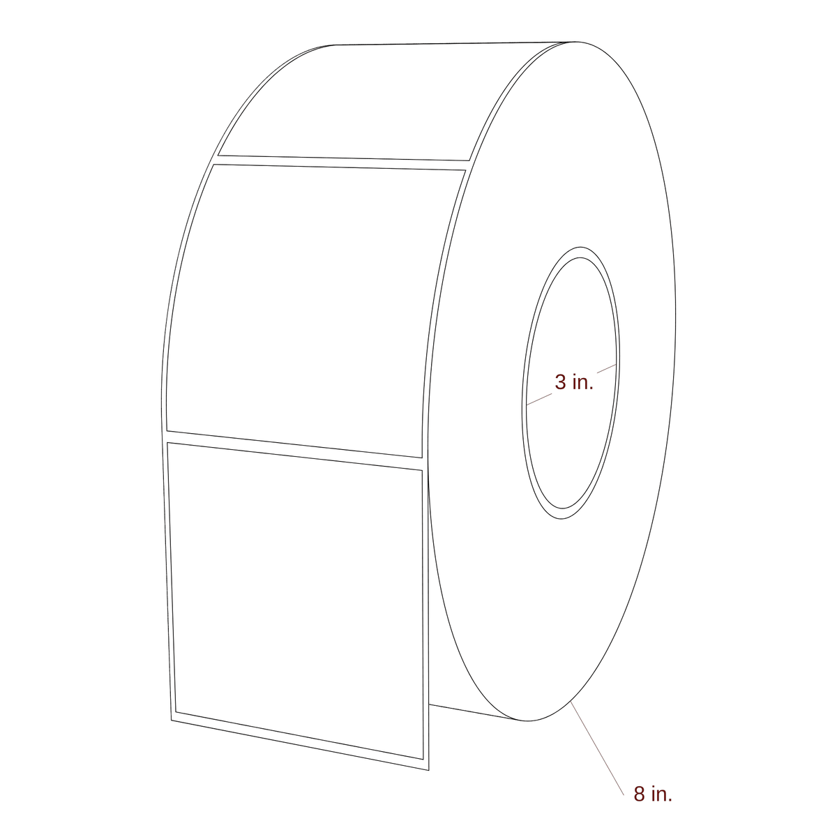 3" x 3" Special Shape Roll for Epson ColorWorks & VIPColor Printers; 3" x 3" Special Shape Label Diagram
