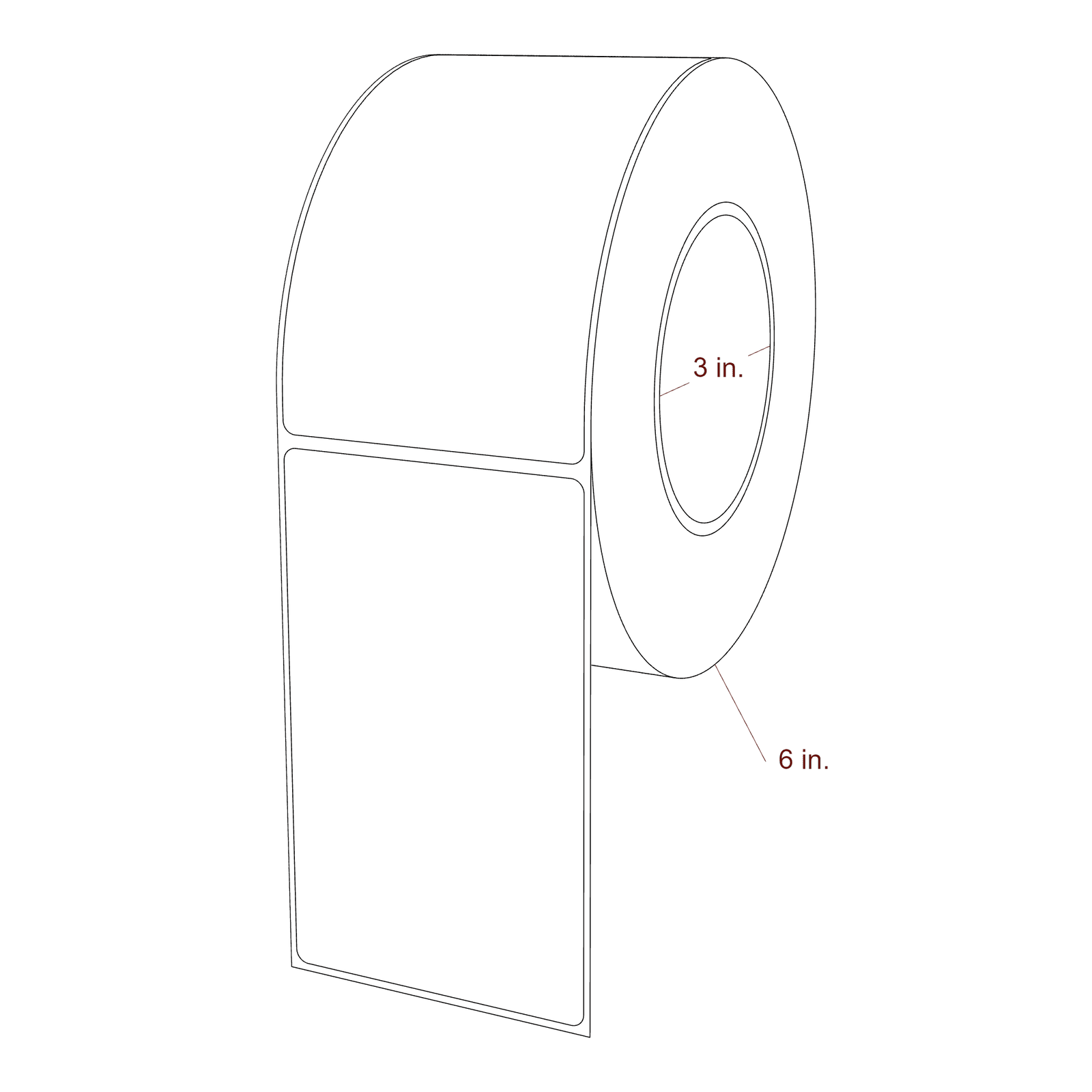 3" x 5" Special Shape Roll for Epson ColorWorks, VIPColor & Primera Printers; 3" x 5" Special Shape Label Diagram