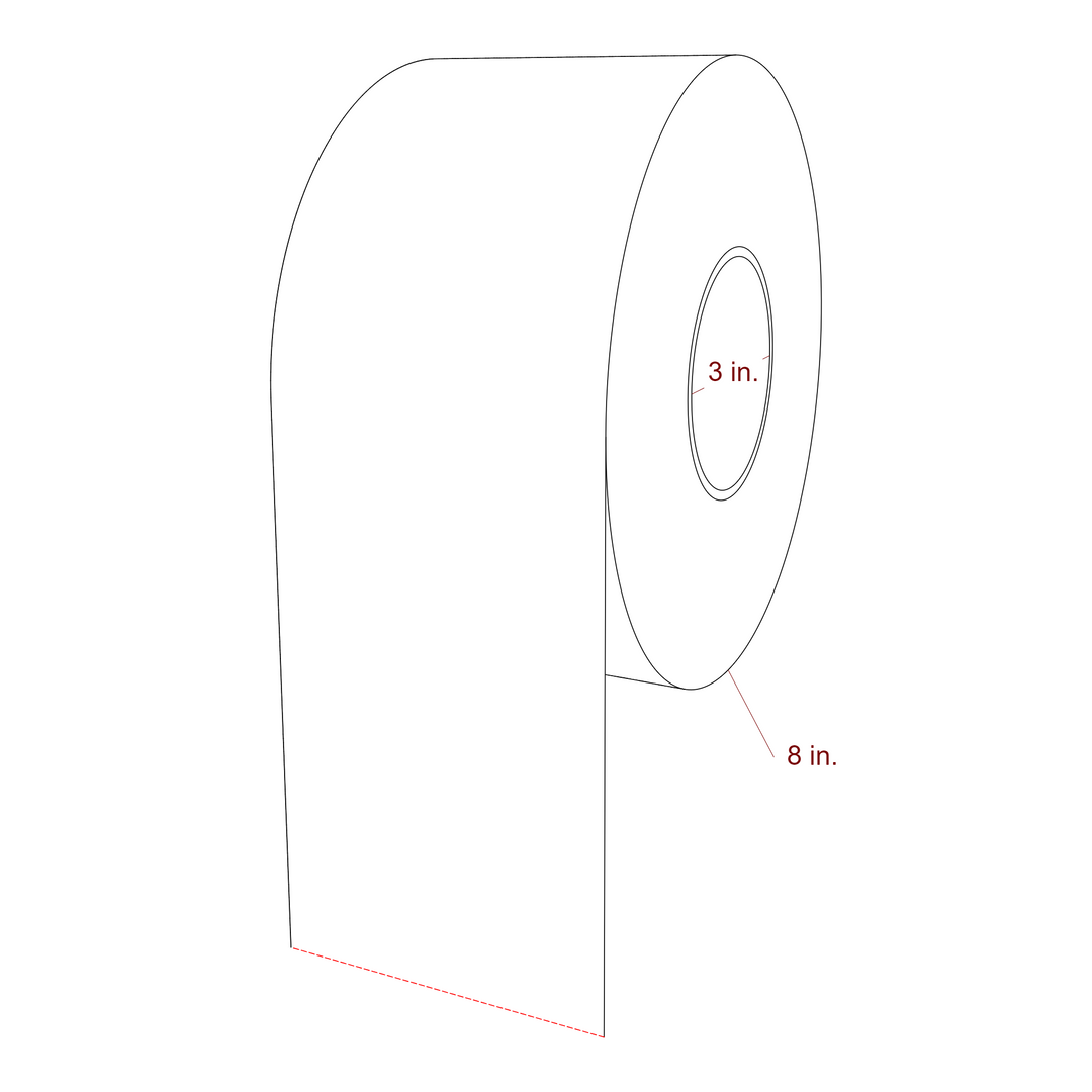 2 x 10 Inch Special Shape Inkjet Labels Roll - 3 Inch Core - 8 Inch Roll OD - 2Up - 3D Perspective
