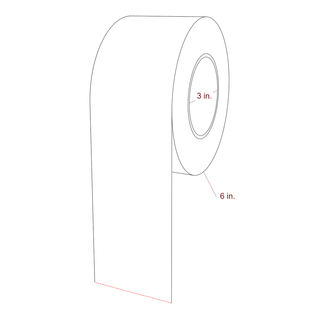 3.0625 x 6 Inch Special Shape Inkjet Labels Roll - 3 Inch Core - 6 Inch Roll OD - 3D Perspective