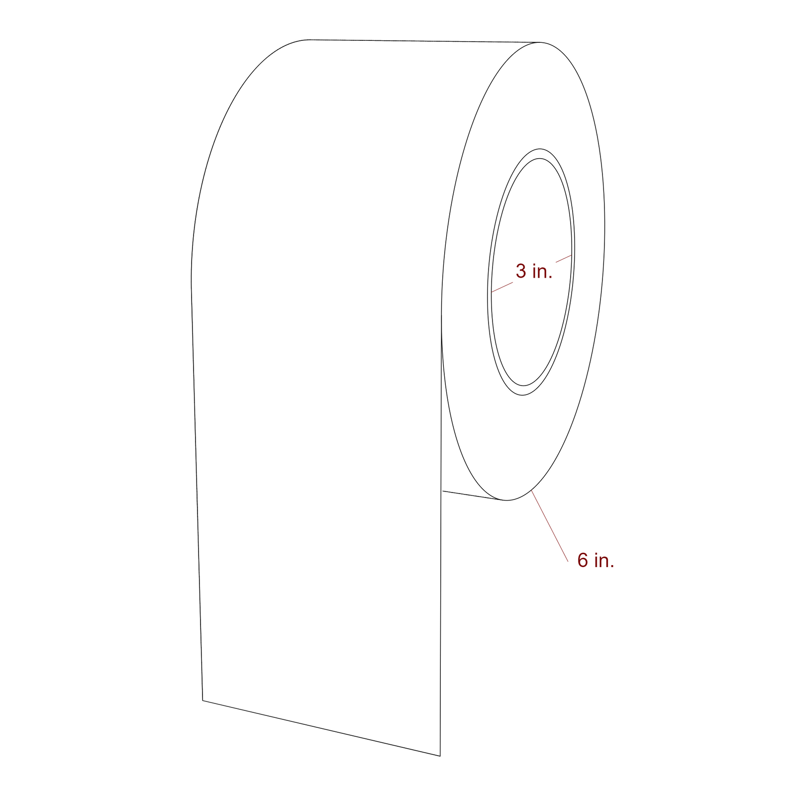 3.25 x 4.9375 Inch Special Shape Inkjet Labels Roll - 3 Inch Core - 6 Inch Roll OD - 3D Perspective